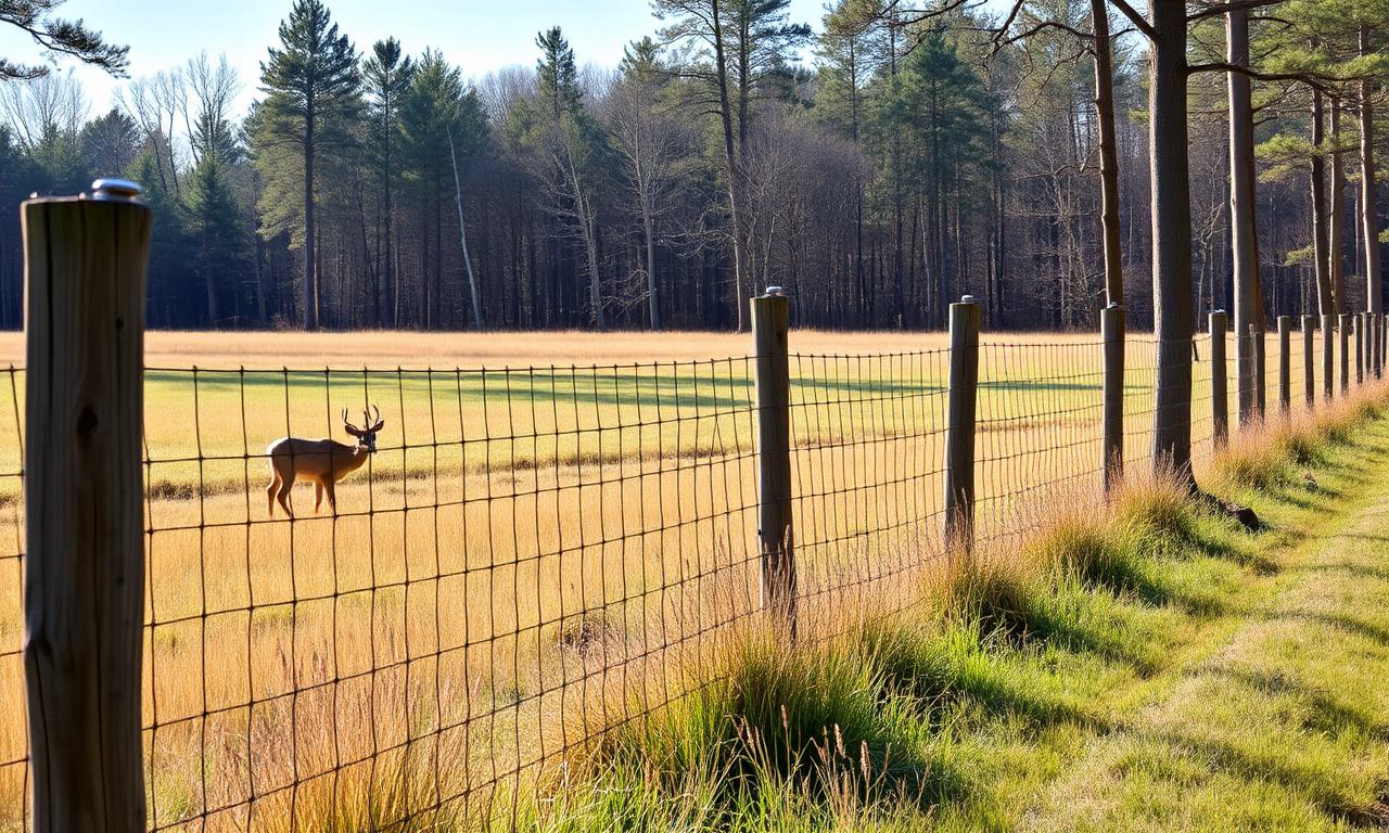 Högt viltstängsel i skogsmark
